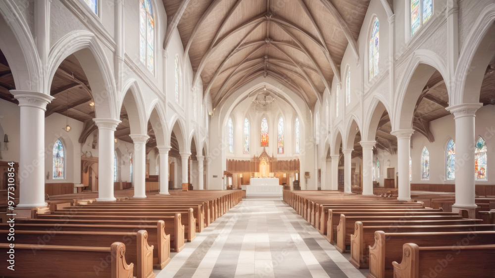 Gothic grand church or cathedral interior Gothic grand church or cathedral interior