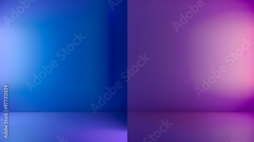 Split background with vibrant blue and purple gradients, perfect for product photography or graphic design