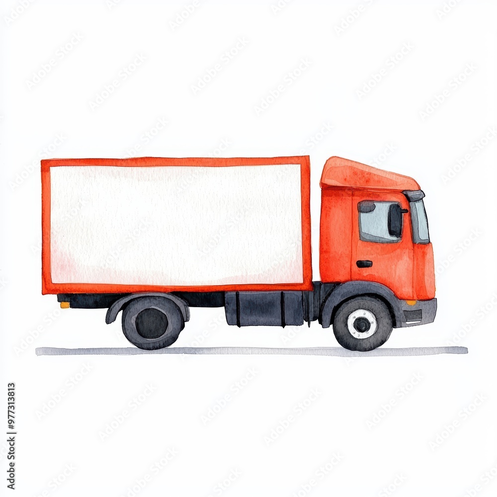 Orange Delivery Truck with Empty Space for Advertisement Orange Delivery Truck with Empty Space for Advertisement