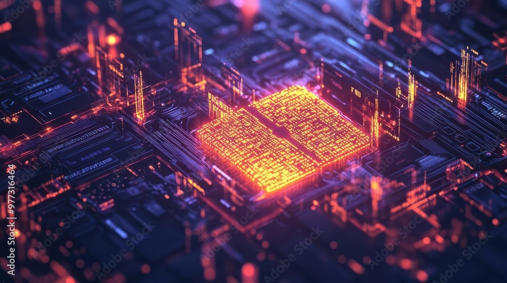 Obraz premium Password encryption visualized as a glowing lock with complex, layered code patterns, cyber aesthetic