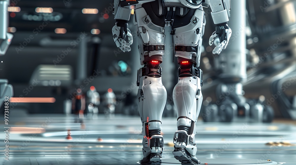 Robotic Exoskeleton: A person wearing a robotic exoskeleton, enhancing their strength and mobility.
Robotic Exoskeleton: A person wearing a robotic exoskeleton, enhancing their strength and mobility.