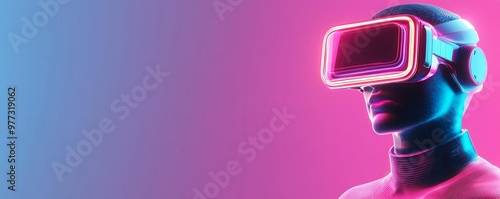 Plakat Augmented reality UI layout tools, neon holographic elements, sleek tech look