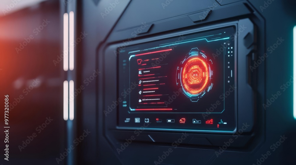 Fototapeta premium Digital UI mockup generator, glowing hologram display, modern design suite