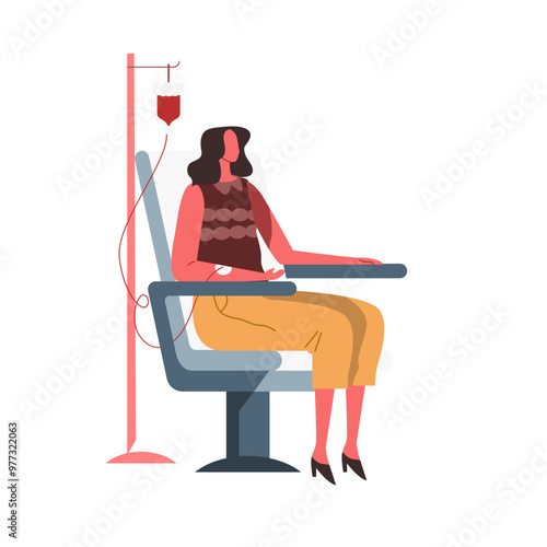 Woman donating blood illustration