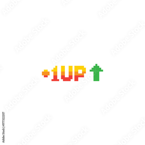 level up button 8 bit text level up Pixel art 8-bit for game you win