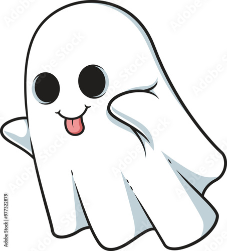 Cartoon playful sheet ghost vector illustration