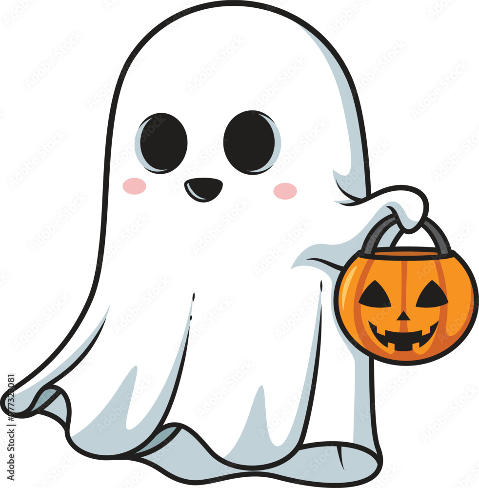 Obraz premium Cartoon halloween sheet ghost vector illustration