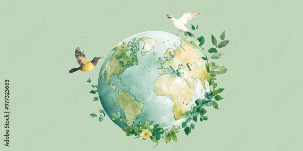 Naklejka premium world environment day illustration earth day save the earth and eco concept Handcrafted globe concept on pastel background