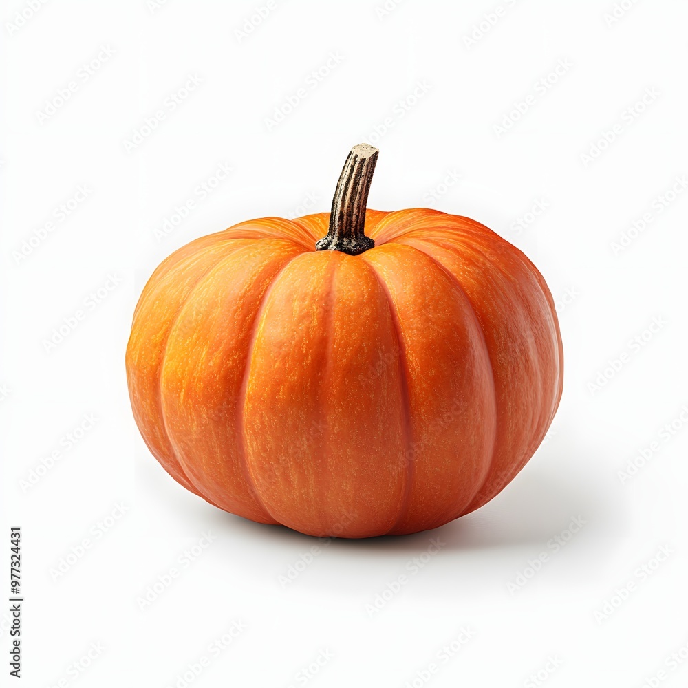 Obraz premium 263. A bright orange pumpkin isolated on a pristine white background