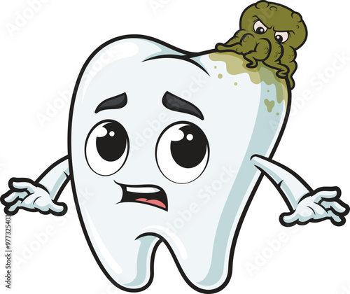 Cartoon germ causing tooth decay vector illustration