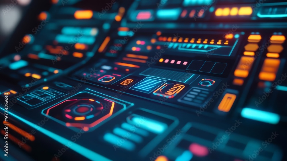 Interactive UI element editors, neon holographic toolkits, advanced tech lab Interactive UI element editors, neon holographic toolkits, advanced tech lab