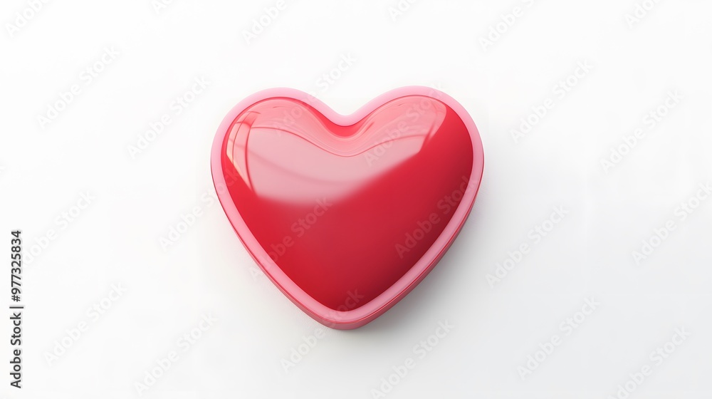 Red Heart Shape Render Isolated on White Background Red Heart Shape Render Isolated on White Background