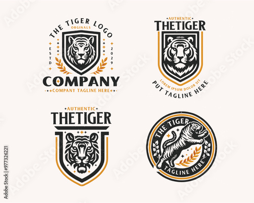 Set bundle vintage badge tiger logo for business company