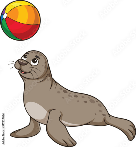 Cartoon playful sea lion vector illustration