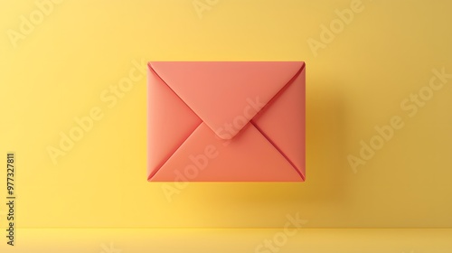 Minimalist Render of a Pink Envelope on Yellow Background