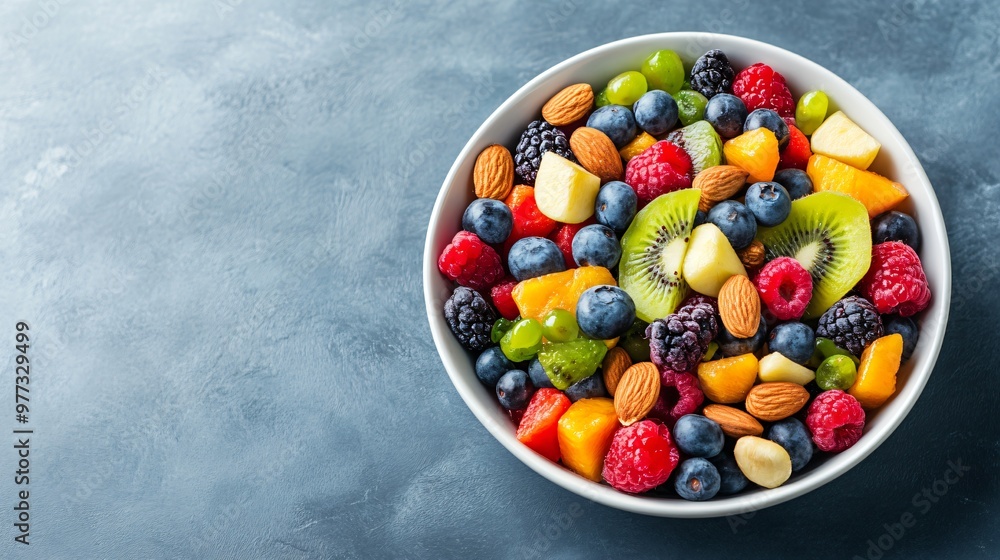 Colorful plate of mixed fruits and nuts, brain-stimulating snack, healthy and natural energy boost. Colorful plate of mixed fruits and nuts, brain-stimulating snack, healthy and natural energy boost.