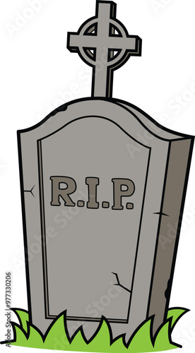Cartoon rip tombstone vector illustration