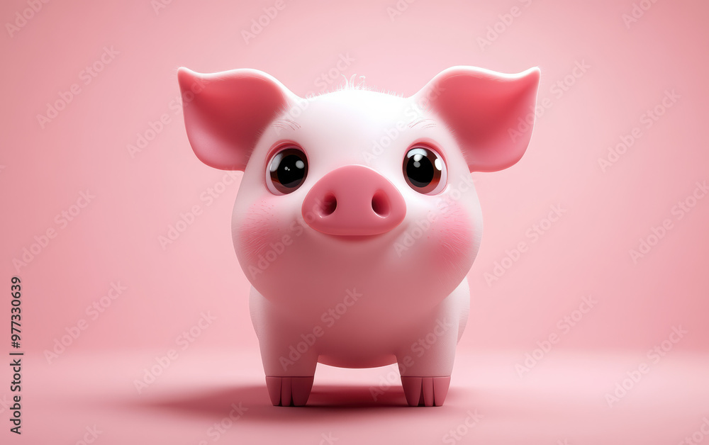 Adorable baby pig with big eyes, pink cheeks, and floppy ears against a soft pink background. Perfect for cute, animal, and children themes. Adorable baby pig with big eyes, pink cheeks, and floppy ears against a soft pink background. Perfect for cute, animal, and children themes.