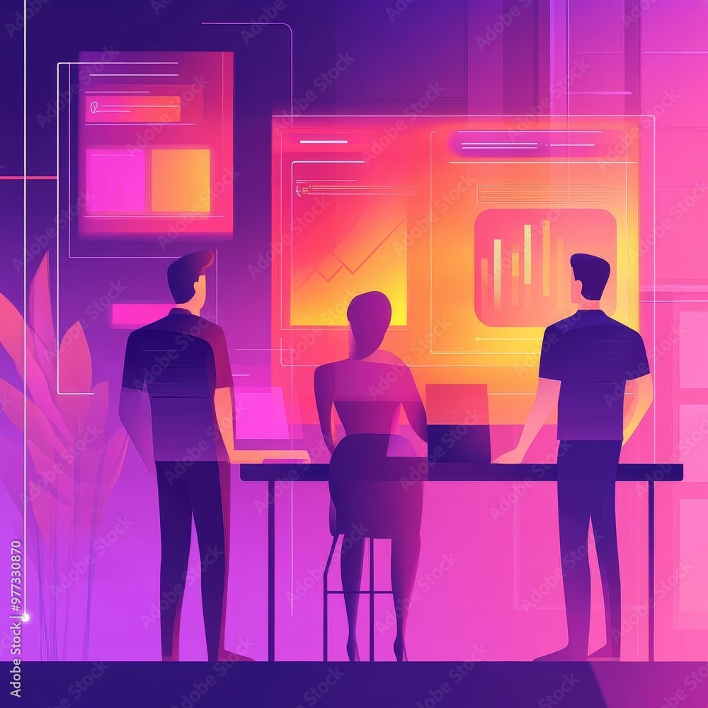 Real-time interactive UI feedback tools, dynamic hologram visuals, futuristic office Real-time interactive UI feedback tools, dynamic hologram visuals, futuristic office