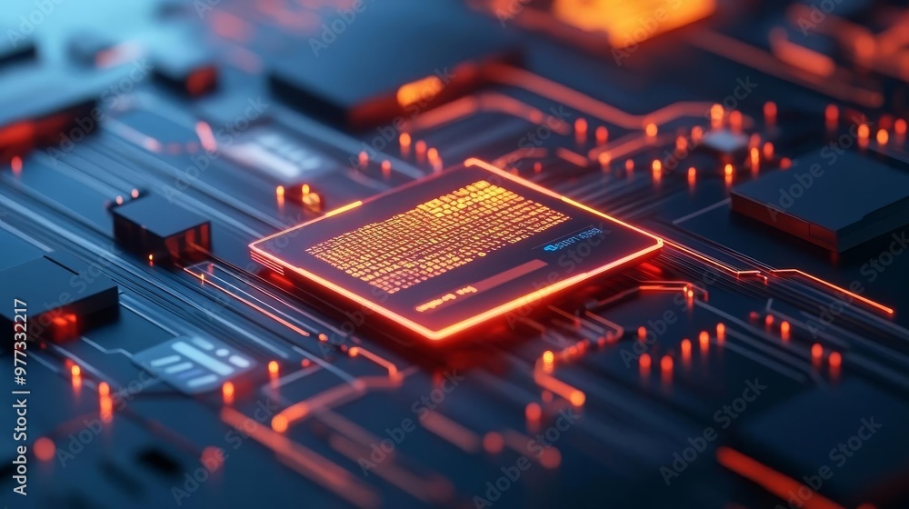 Obraz premium Real-time UI prototyping tools, glowing holograms, modern tech environment