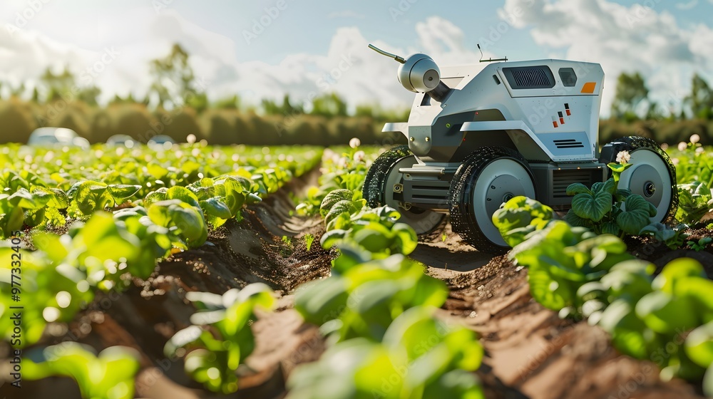 Robot Farmer: An autonomous robot tending to crops in a field, using precision agriculture techniques.
Robot Farmer: An autonomous robot tending to crops in a field, using precision agriculture techniques.