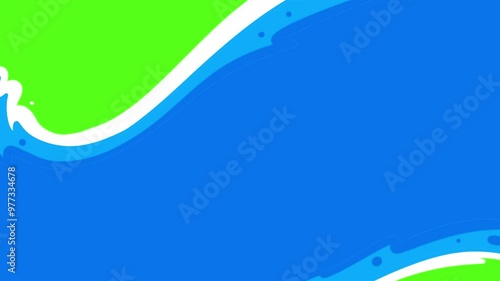 Abstract blue ocean wave transition animation on green screen background