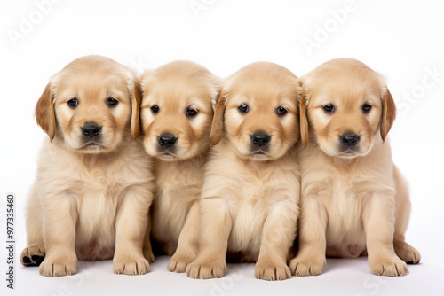 A hyper-realistic close-up of a golden retriever puppy’s face, capturing every detail of its soft fur, bright eyes, and innocent expression.