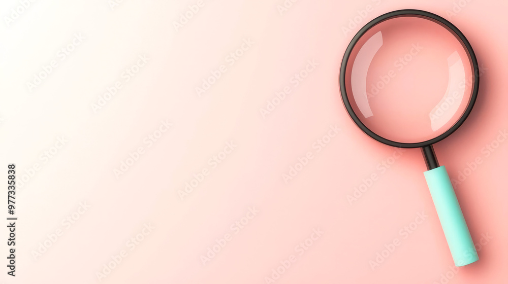 Search engine icon, magnifying glass, minimalist SEO strategy, 3D illustration Search engine icon, magnifying glass, minimalist SEO strategy, 3D illustration