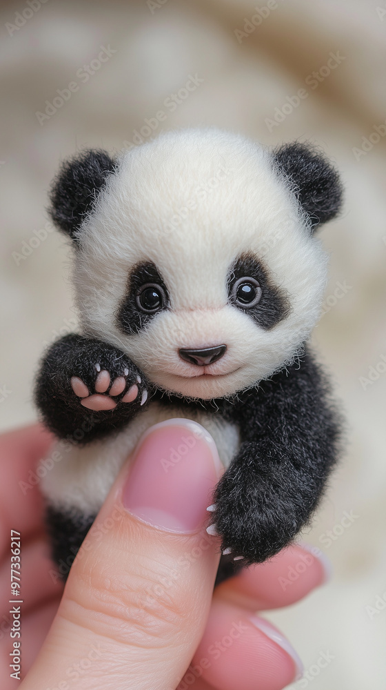 Diminutive Delight: The Finger-perching Panda Cub Diminutive Delight: The Finger-perching Panda Cub
