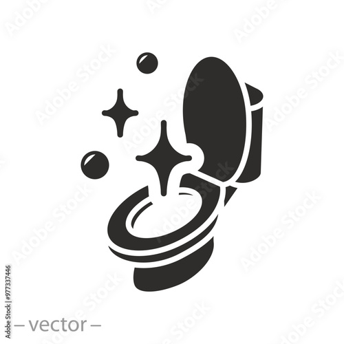 shine surface wc bowl icon, clean toilet, hygiene bathroom concept, keep toilette sanitary, flat vector illustration