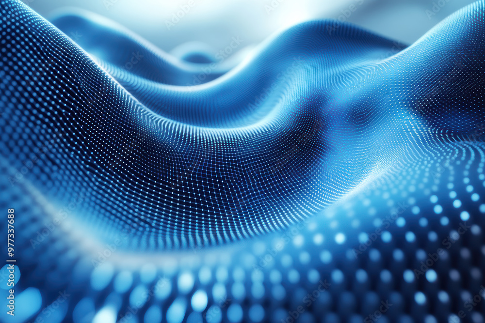 Abstract blue digital landscape with flowing waveforms and light patterns conveying futuristic technology and dynamic connectivity. Abstract blue digital landscape with flowing waveforms and light patterns conveying futuristic technology and dynamic connectivity.