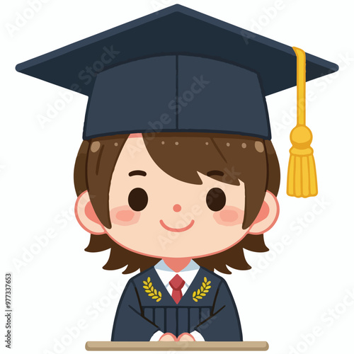 Vector of a teenager graduating from college