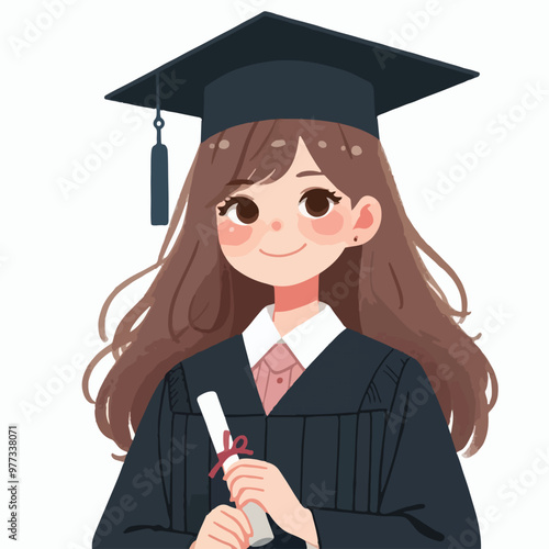 Vector of a teenager graduating from college