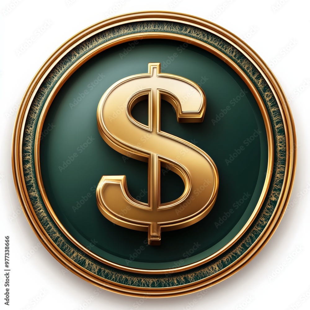 Golden Symbol of Prosperity: A gleaming gold dollar sign takes center ...