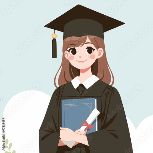 Vector of a teenager graduating from college