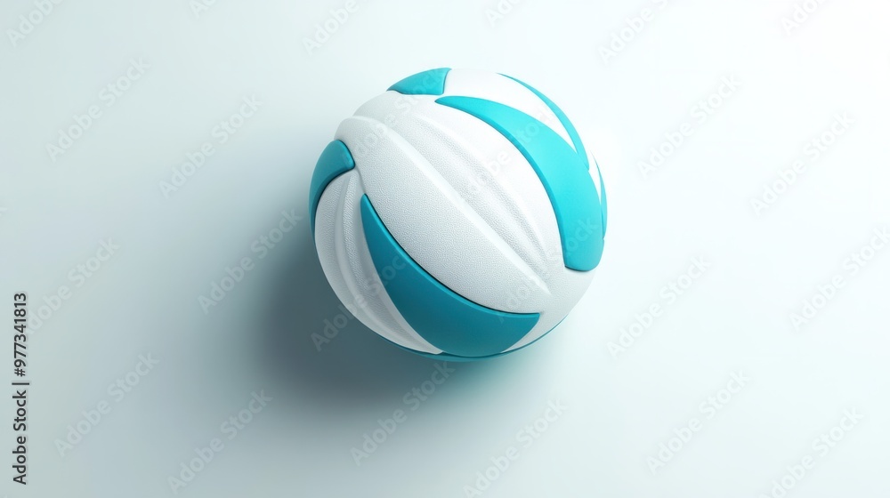 A volleyball icon with a 3D effect, shaded in light blue and white, floating on a white background. A volleyball icon with a 3D effect, shaded in light blue and white, floating on a white background.