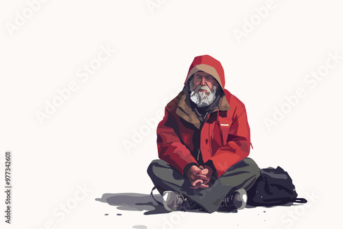 homeless old man isolated