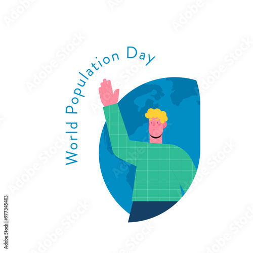 Man happy World Population Day illustration