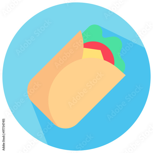 burrito round flat vector icon