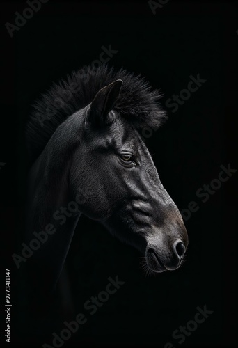 Black zebra profile on a dark background