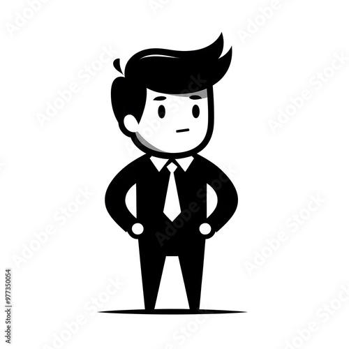 Minimalist Businessman Cartoon Icon on White Background