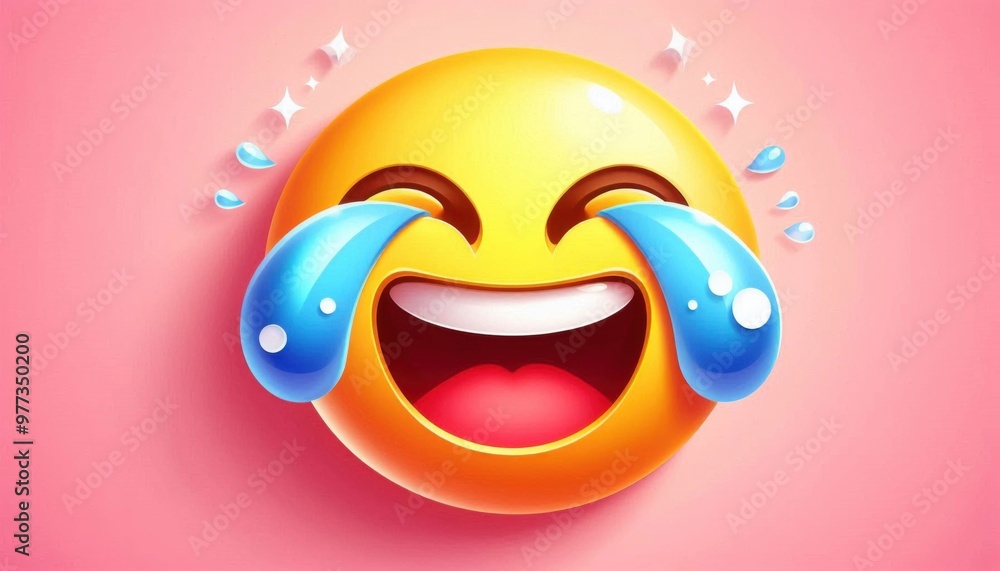 A vector-style laughing emoji with tears streaming from the eyes and a wide open smile, bright colors and simple shapes A vector-style laughing emoji with tears streaming from the eyes and a wide open smile, bright colors and simple shapes