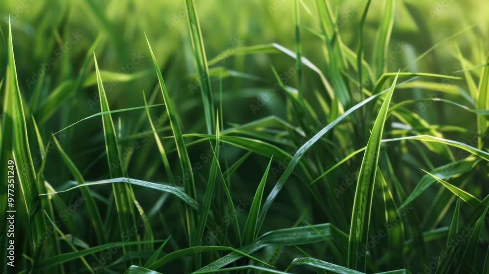 Close-up of green grass blades in sunlight. Nature and outdoor photography for design and print. Close-up of green grass blades in sunlight. Nature and outdoor photography for design and print.