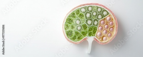 Cross-sectional view of a chloroplast, granum and stroma with photosynthetic pigments, energy conversion, chloroplast, plant energy photo