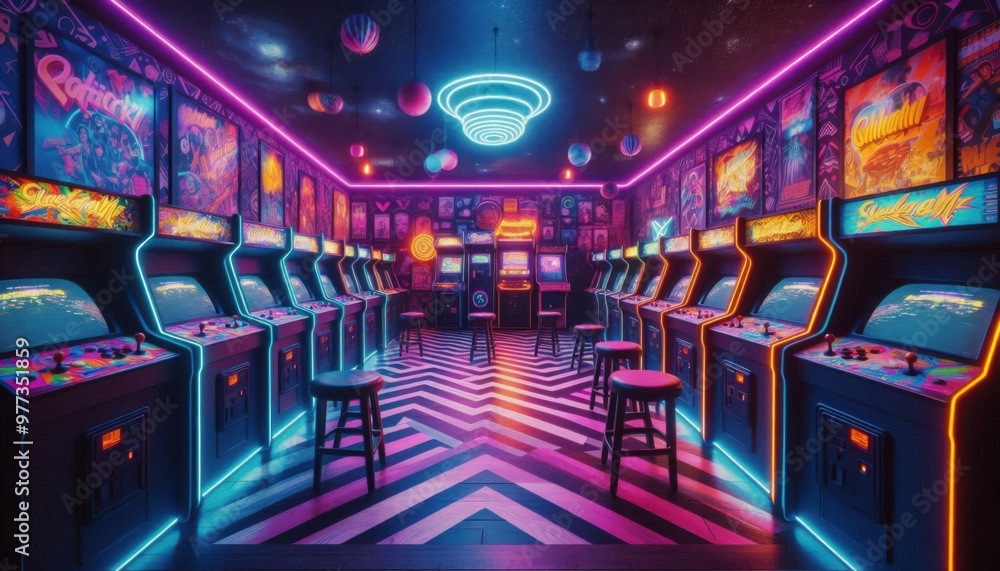 old school neon light game station room old school neon light game station room