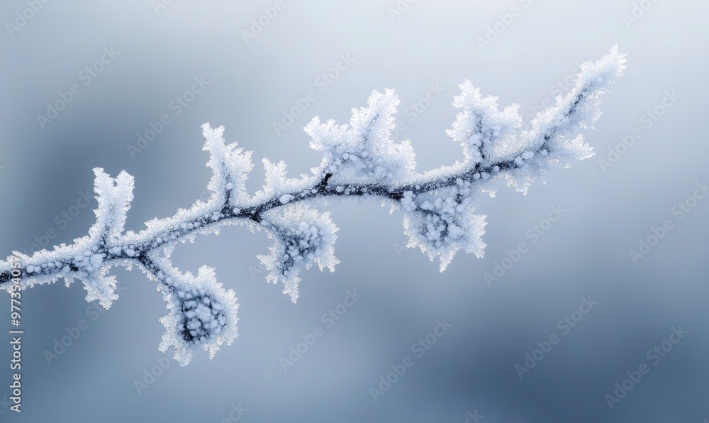 A branch covered in frost and snow A branch covered in frost and snow