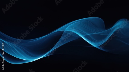 A stunning abstract wave design featuring smooth blue curves against a dark background, perfect for modern aesthetics.