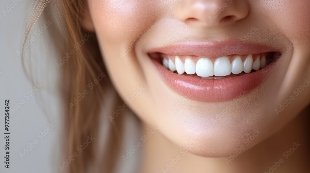 Obraz premium A woman with a big smile on her face, showing off her teeth