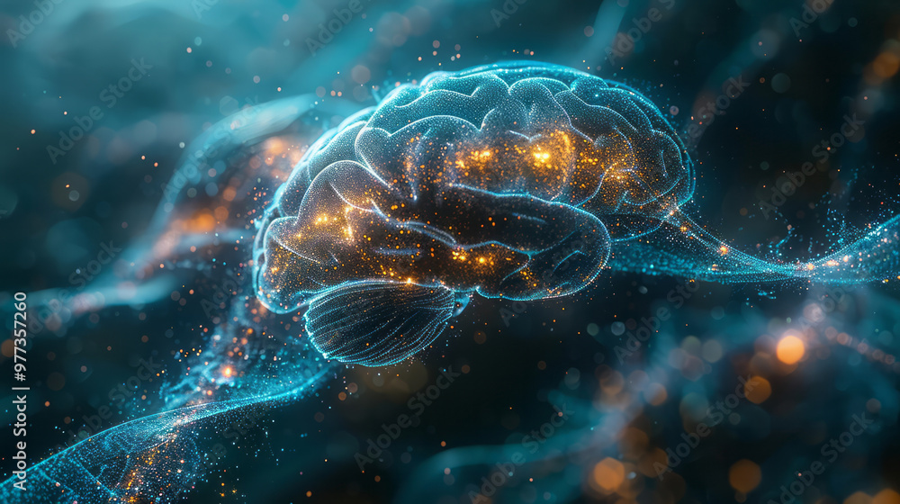 A brain shaped from interlacing strands of DNA, A brain shaped from interlacing strands of DNA,