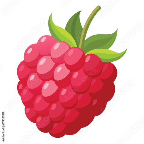 Raspberry fruits, vector illustration on white background.